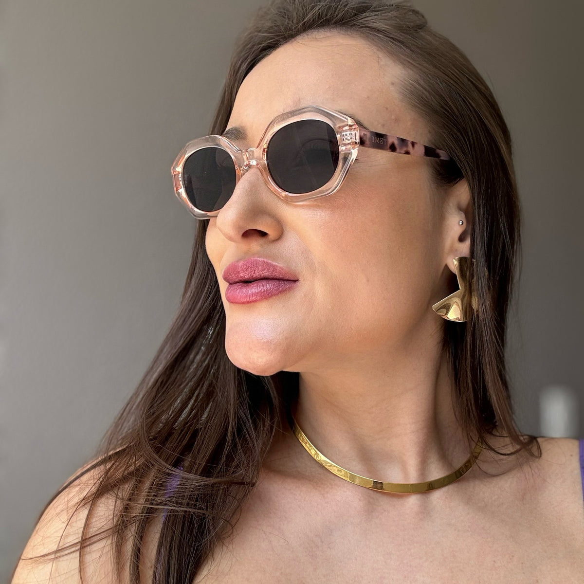 ÓCULOS DE SOL MÉXICO - ROSA TRANSPARENTE COM TARTARUGA - 1289